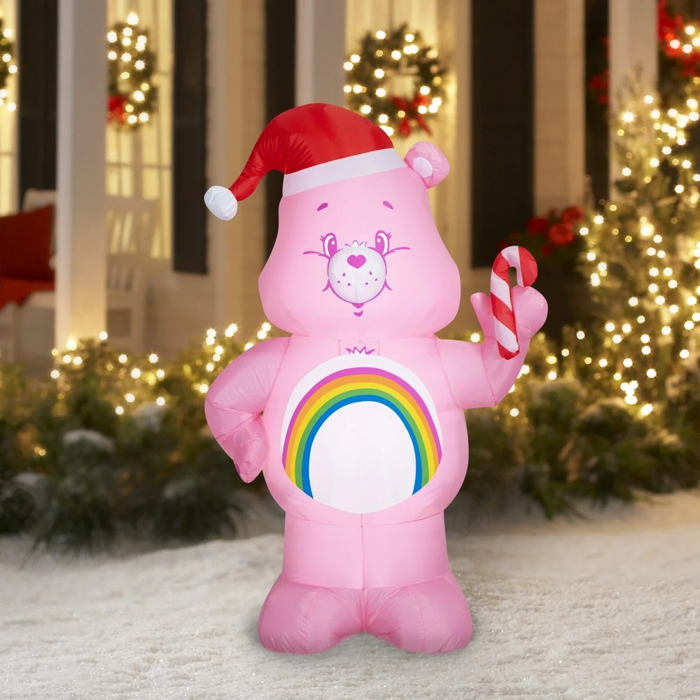 Care‎ Bears Cheer Bear Santa Hat Candy Cane Christmas Holiday Yard Inflatable 5'